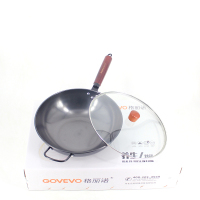 格丽诺 铁锅6号32CM(带耳)炒锅(玻璃盖礼盒包装)