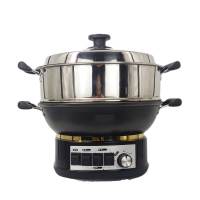 格丽诺 B9 32CM定时电炒锅多功能铸铁电热锅家用电炒菜锅爆炒一体式电蒸锅电煮锅加深大功率2100W煎炸烹炒