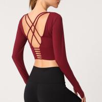 瑜伽服女上衣含胸垫速干美背性感健身房运动跑步训练长袖健身服秋