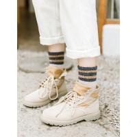 冬天袜子女秋冬季加厚加绒中筒袜雪地长款保暖条纹韩国日系羊毛袜