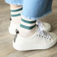 袜子女秋冬薄款堆堆条纹学生复古韩国纯棉中筒潮百搭韩版运动短袜