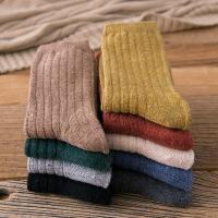 3双装冬季复古堆堆袜韩国日系竖条纹羊毛加厚保暖袜子女中筒袜潮
