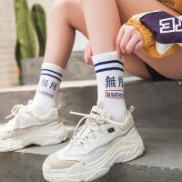 ins袜子女男韩版学院风条纹ulzzang潮二杠原宿街头欧美嘻哈中筒袜