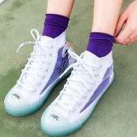 夏季超薄款袜子女韩国透气日系堆堆韩版天鹅绒彩紫色凉鞋长中筒袜