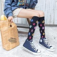 小腿袜女韩国日系可爱ins潮百搭黑色jk纯棉及膝半高筒长袜子秋冬