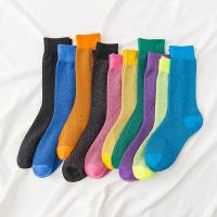 彩色长袜子女金银丝亮丝夏季薄款透气ins潮韩国春秋糖果色中筒袜