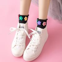 小花袜子女泫雅同款ins潮春秋百搭网红彩色韩版学院风个性中筒袜