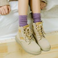 月子袜子女韩版学院风日系百搭秋冬马丁靴加厚毛圈保暖堆堆中筒袜