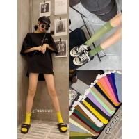 堆堆袜女薄款夏季糖果色长筒袜子女中筒袜天鹅绒夏天女长袜ins潮