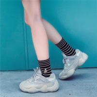 条纹袜子女夏薄款可爱卡通小熊韩版学生中筒袜长袜女韩国纯棉百搭