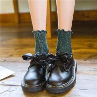 3双装堆堆袜子女韩版银葱日系木耳边闪闪丝袜花边中筒袜学院风潮