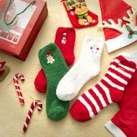 圣诞珊瑚绒袜子女加绒加厚日系可爱保暖中筒地板袜秋冬情侣睡眠袜