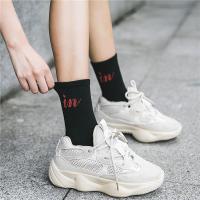 夏天袜子女中筒袜ins潮夏季薄款黑色长袜女街头个性韩国中腰袜女