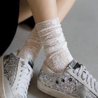 泫雅风小花袜子女中筒袜夏天凉鞋堆堆袜女夏季透气薄款潮网红同款