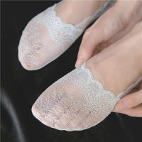 蕾丝袜子船袜女纯棉浅口夏季薄款隐形袜棉底防滑韩国女士高跟鞋袜
