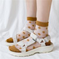 波点透明袜夏季薄款韩国玻璃丝水晶袜凉鞋袜子女透气日系中筒袜薄