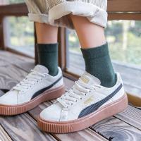 袜子女中筒袜秋冬季韩国日系可爱百搭纯色松口加厚保暖羊毛短袜