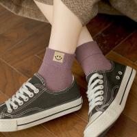 袜子女中筒袜笑脸早秋韩国ins潮可爱日系短袜软妹纯棉百搭学院风