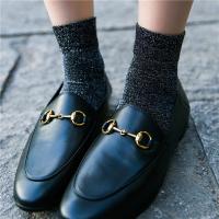 金银丝袜子女中筒袜春季韩国学院风中长款薄亮丝亮闪闪网红袜子潮