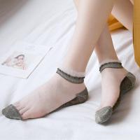 金银丝袜子女透明水晶袜女短袜玻璃丝夏季薄款韩国女士花边船袜女