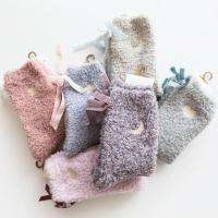 珊瑚绒袜子女冬季家居袜毛绒加厚毛巾袜中筒地板袜可爱秋冬睡眠袜