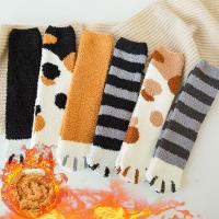 毛绒袜子女冬季珊瑚绒毛巾加厚保暖秋冬地板袜居家猫爪可爱睡眠袜