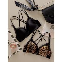 法式美背无痕豹纹性感蕾丝三角杯内衣套装女 文胸聚拢无钢圈薄款