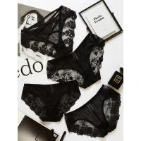 4条装性感蕾丝内裤女黑色纯棉档网纱超薄款秋冬冰丝少女三角裤头