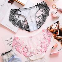 三送一透明网纱蕾丝女士内裤性感低腰包臀裤头薄少女隐形三角底裤