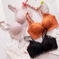 性感蕾丝内衣套装女小胸聚拢显大无钢圈厚款文胸大红色内衣裤胸罩