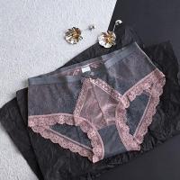 日系少女内裤网纱性感蕾丝底裤女诱惑纯棉底裆中腰三角短裤头