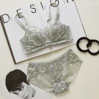 法式性感无钢圈内衣套装女小胸聚拢蕾丝文胸上托调整型少女生胸罩
