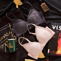 法式文胸套装女士无痕无钢圈聚拢大胸显小少女薄款三角杯内衣秋冬