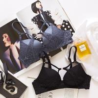 法式美背内衣套装女性感蕾丝无痕无钢圈聚拢文胸少女秋冬薄款胸罩