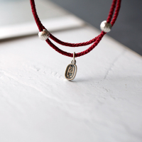 平安喜樂~复古纯银手链本命年小红绳简约学生情侣款手绳一对