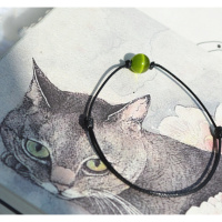 有新色!!你是猫吗?小清新猫眼石简约黑绳手绳手链女
