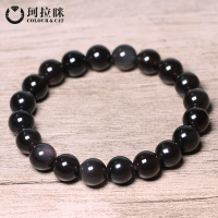 珂拉咪 天然冰种黑曜石手链男女款 水晶手串情侣饰品款
