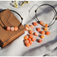 [甜]橘 大橘大利 可爱萌哒橘子色玛瑙手绳手链学生闺蜜女