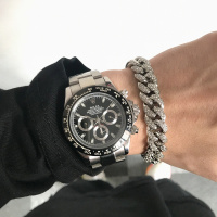 Carmen潮牌嘻哈个性古巴链手链男士满钻镶钻王嘉尔同款hiphop手环