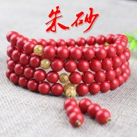 厂家直销朱砂手链108颗佛珠多层手串水晶毛衣链饰品男女情侣