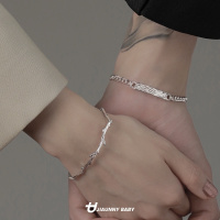 情侣银手链女男一对情侣款小众设计七夕情人节银手镯送男朋友