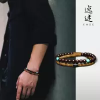 手工逸述原创小叶紫檀绿檀复古国风简约设计男女款手链情侣手串