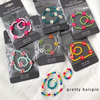 韩国prettyhairpin儿童饰品彩色手工串珠花朵手链女童配饰