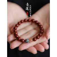 天然朱砂古法银烧蓝莲花手串佛珠女手链高含量紫金沙小众饰品