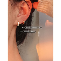 为晚 925纯银简约锆石圆圈耳圈女耳环潮气质百搭小众耳扣韩国耳饰