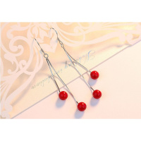2021韩版气质长款流苏耳环S925银银针耳钉樱桃珍珠耳坠耳饰