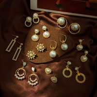 复古珍珠耳钉女韩国网红气质港风耳环2021年新款潮法式优雅耳饰品