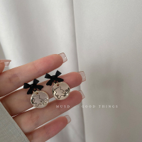 小熊甜甜可爱蝴蝶结耳环甜酷风少女小众设计感耳饰耳钉无耳洞耳夹