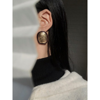 耳边铛186港风复古酒红色耳环金属做旧不规则耳钉设计师小众耳饰