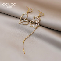 不对称小熊耳环女韩国气质网红耳饰2021年新款潮耳钉925纯银银针